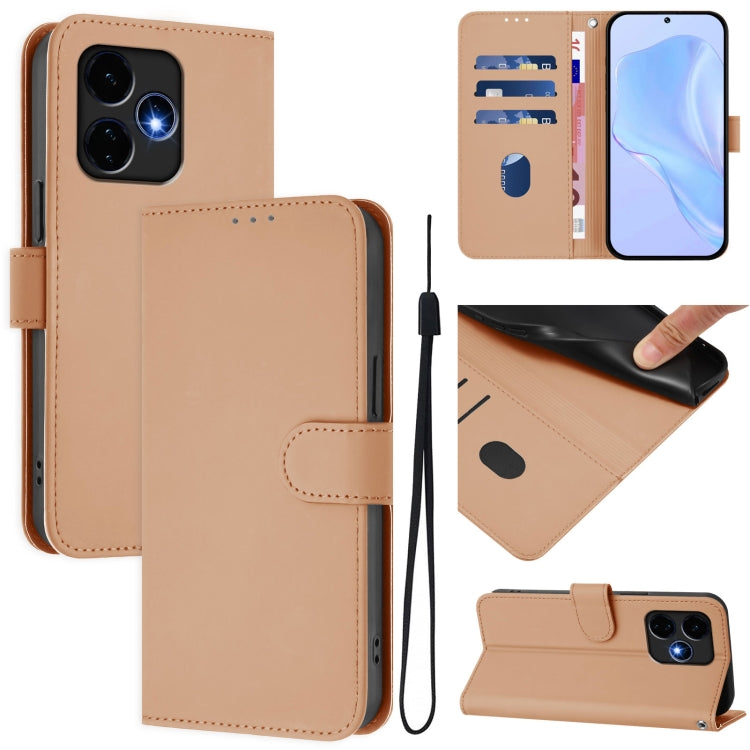 For Boost MobIle Celero 5G+ 2024 / 3+ 5G Skin Feel Solid Color Leather Phone Case with Lanyard(Nude) - More Brand by buy2fix | Online Shopping UK | buy2fix