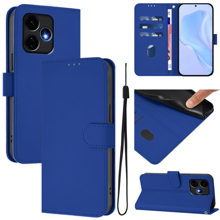 For Boost MobIle Celero 5G+ 2024 / 3+ 5G Skin Feel Solid Color Leather Phone Case with Lanyard(Dark Blue) - More Brand by buy2fix | Online Shopping UK | buy2fix