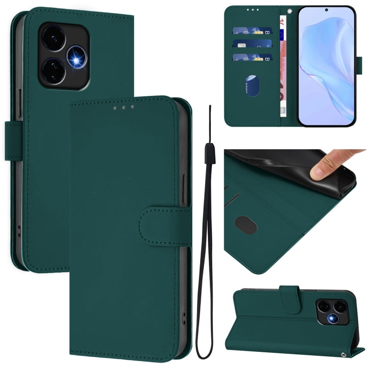 For Boost MobIle Celero 5G+ 2024 / 3+ 5G Skin Feel Solid Color Leather Phone Case with Lanyard(Dark Green) - More Brand by buy2fix | Online Shopping UK | buy2fix