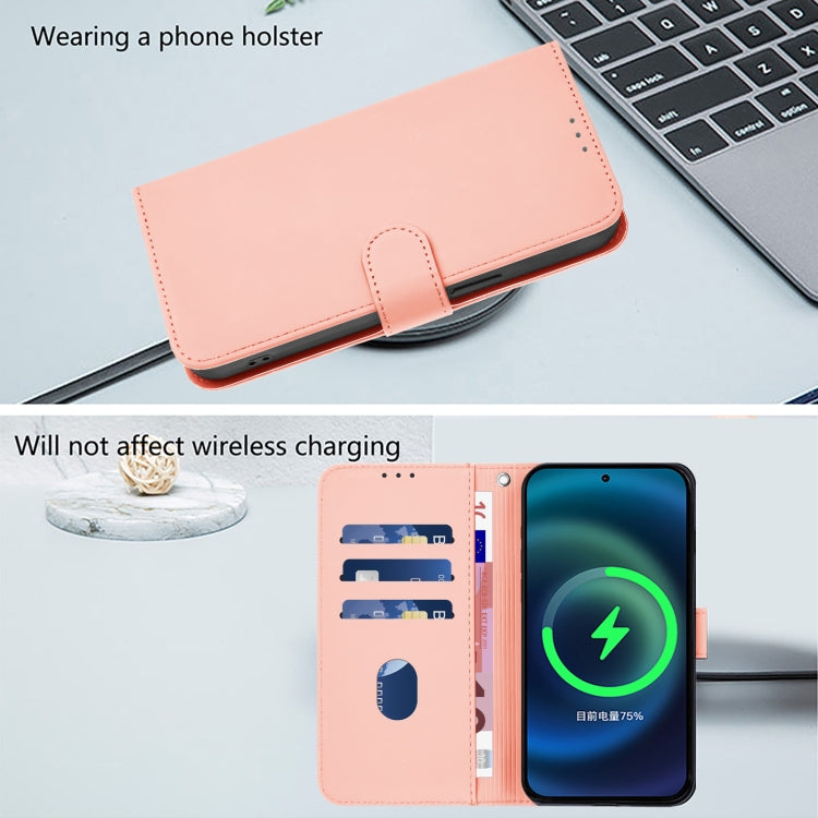 For iPhone 16 Pro Max Skin Feel Solid Color Leather Phone Case with Lanyard(Pink) - iPhone 16 Pro Max Cases by buy2fix | Online Shopping UK | buy2fix