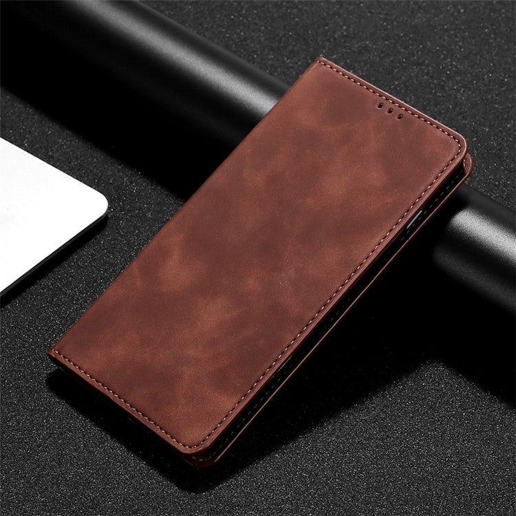 For iPhone 16 Skin Feel Magnetic Leather Phone Case(Dark Brown) - iPhone 16 Cases by buy2fix | Online Shopping UK | buy2fix