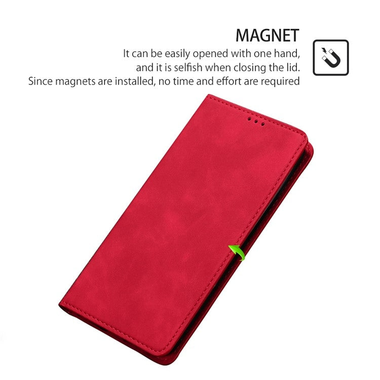 For iPhone 16 Plus Skin Feel Magnetic Leather Phone Case(Red) - iPhone 16 Plus Cases by buy2fix | Online Shopping UK | buy2fix