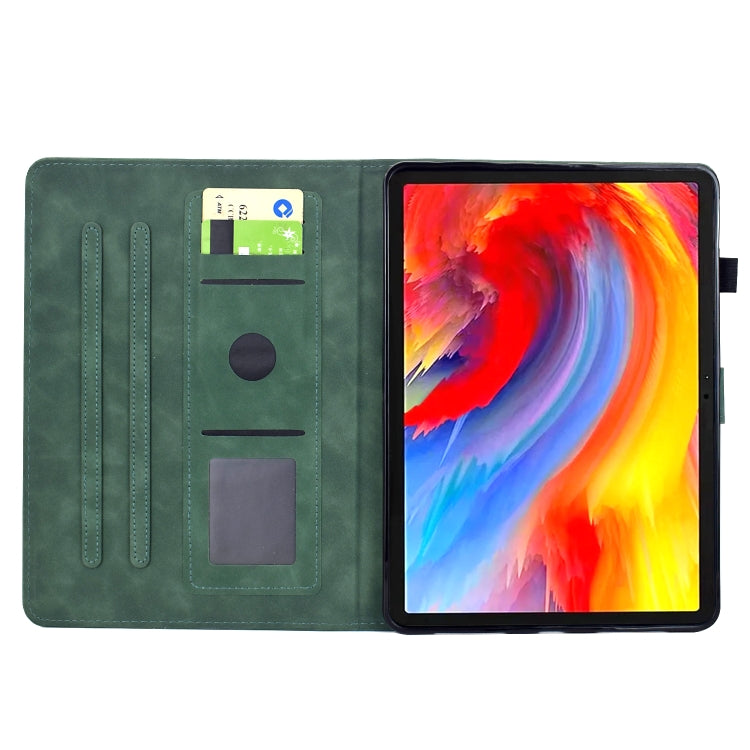 For Samsung Galaxy Tab S7 / S8 Flowers and Bird Embossed Smart Leather Tablet Case(Green) - Galaxy Tab S8 Cases by buy2fix | Online Shopping UK | buy2fix