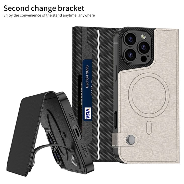 For iPhone 16 Pro Max GKK Detachable Flip Leather MagSafe Phone Case(Carbon Fiber) - iPhone 16 Pro Max Cases by GKK | Online Shopping UK | buy2fix