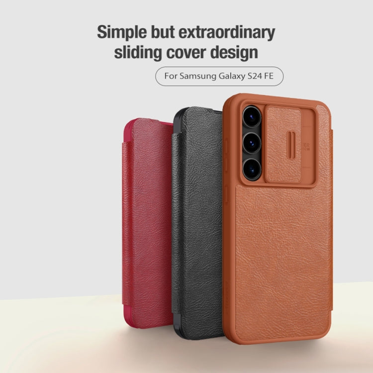 For Samsung Galaxy S24 FE 5G NILLKIN QIN Series Pro Sliding Camera Cover Design Leather Phone Case(Red) - Galaxy S24 FE 5G Cases by NILLKIN | Online Shopping UK | buy2fix