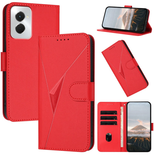 For Motorola Moto G Power 2024 Triangle Pattern Buckle Clasp Leather Phone Case(Red) - Motorola Cases by buy2fix | Online Shopping UK | buy2fix