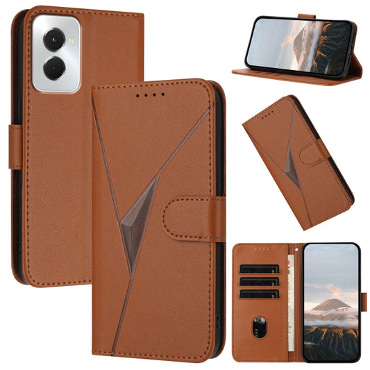 For Motorola Moto G Power 2024 Triangle Pattern Buckle Clasp Leather Phone Case(Brown) - Motorola Cases by buy2fix | Online Shopping UK | buy2fix