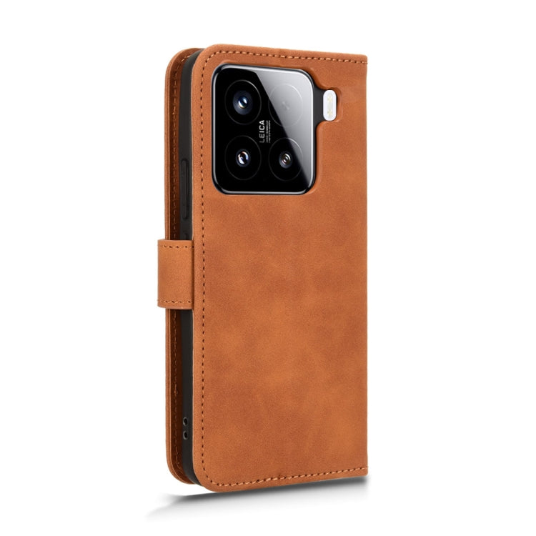 For Xiaomi 15 Skin Feel Magnetic Flip Leather Phone Case(Brown) - Xiaomi Cases by buy2fix | Online Shopping UK | buy2fix