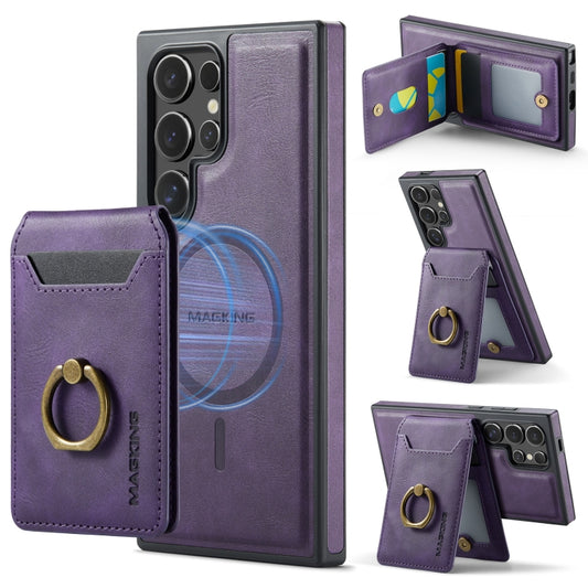 For Samsung Galaxy S24 Ultra 5G DG.MING K1 MagSafe Detachable Wallet RFID Back Cover Phone Case(Purple) - Galaxy S24 Ultra 5G Cases by DG.MING | Online Shopping UK | buy2fix