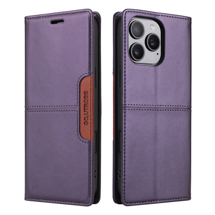 For iPhone 16 Pro Max GQUTROBE G01 RFID Anti-theft Leather Phone Case(Purple) - iPhone 16 Pro Max Cases by GQUTROBE | Online Shopping UK | buy2fix