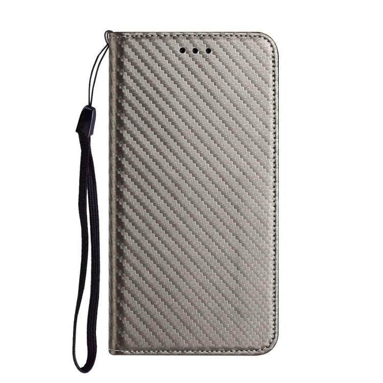 For Samsung Galaxy S25 5G Carbon Fiber Texture Magnetic Flip Leather Phone Case(Grey) - Galaxy S25 5G Cases by buy2fix | Online Shopping UK | buy2fix