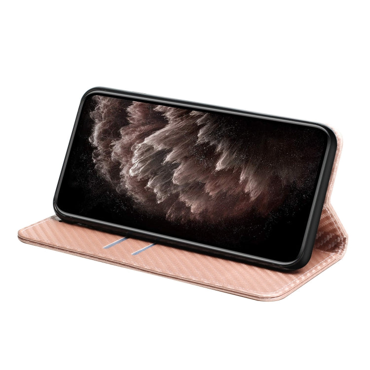 For Samsung Galaxy S25 Ultra 5G Carbon Fiber Texture Magnetic Flip Leather Phone Case(Rose Gold) - Galaxy S25 Ultra 5G Cases by buy2fix | Online Shopping UK | buy2fix