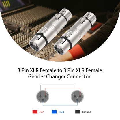 LZ1111 3Pin XLR Female to Female Adapter(Silver) - Microphone Audio Cable & Connector by buy2fix | Online Shopping UK | buy2fix