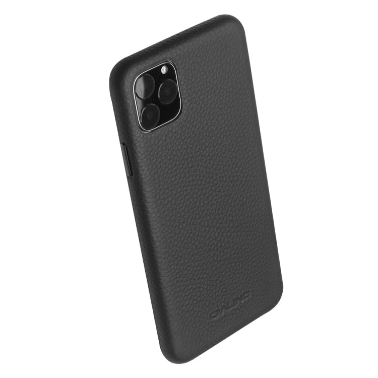 For iPhone 11 Pro Max QIALINO Shockproof Top-grain Leather Protective Case(Black) - iPhone 11 Pro Max Cases by QIALINO | Online Shopping UK | buy2fix