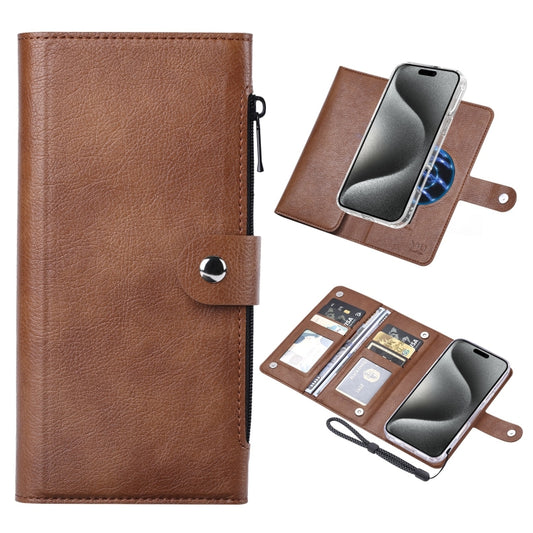 For iPhone 15 Pro ViLi GVS-C Series MagSafe Magnetic RFID Leather Flip Phone Case(Brown) - iPhone 15 Pro Cases by ViLi | Online Shopping UK | buy2fix