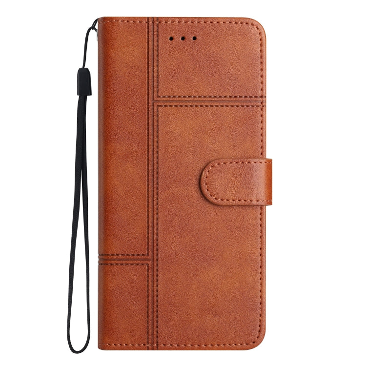 For Samsung Galaxy S25 Ultra 5G Cowhide Texture Stitching Leather Phone Case(Brown) - Galaxy S25 Ultra 5G Cases by buy2fix | Online Shopping UK | buy2fix