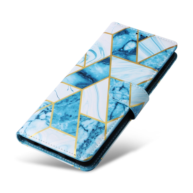 For Samsung Galaxy S25+ 5G Marble Bronzing Stitching Leather Phone Case(Blue) - Galaxy S25+ 5G Cases by buy2fix | Online Shopping UK | buy2fix