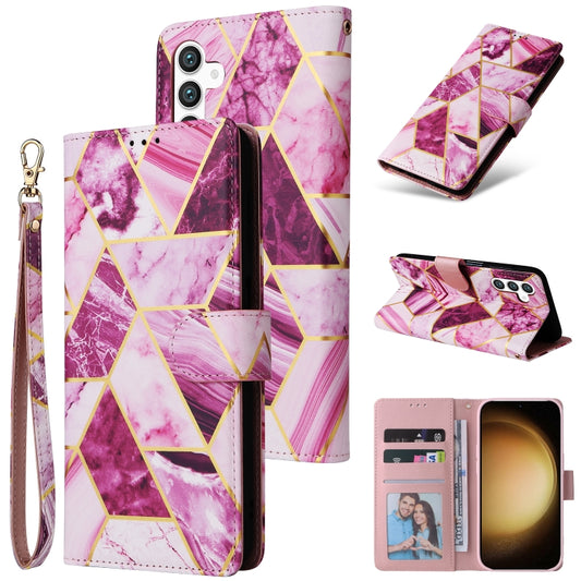 For Samsung Galaxy S25+ 5G Marble Bronzing Stitching Leather Phone Case(Purple) - Galaxy S25+ 5G Cases by buy2fix | Online Shopping UK | buy2fix