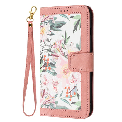 For Samsung Galaxy S25+ 5G Floral Pattern Leather Phone Case with Lanyard(Pink) - Galaxy S25+ 5G Cases by buy2fix | Online Shopping UK | buy2fix