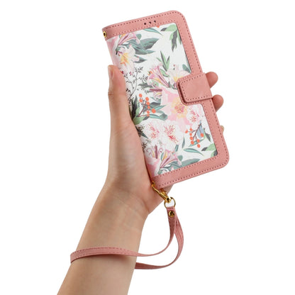 For Samsung Galaxy S25+ 5G Floral Pattern Leather Phone Case with Lanyard(Pink) - Galaxy S25+ 5G Cases by buy2fix | Online Shopping UK | buy2fix