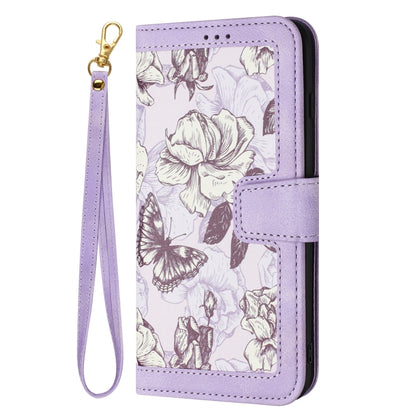 For Samsung Galaxy S25 5G Floral Pattern Leather Phone Case with Lanyard(Light Purple) - Galaxy S25 5G Cases by buy2fix | Online Shopping UK | buy2fix