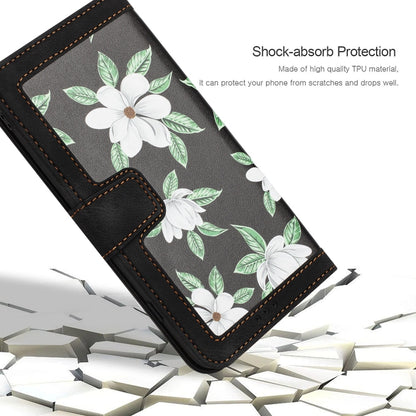 For Samsung Galaxy S25 5G Floral Pattern Leather Phone Case with Lanyard(Black) - Galaxy S25 5G Cases by buy2fix | Online Shopping UK | buy2fix