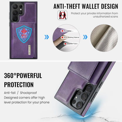 For Samsung Galaxy S24 Ultra 5G DG.MING M6 Series RFID Tri-fold Card Bag Removable Leather Phone Case(Purple) - Galaxy S24 Ultra 5G Cases by DG.MING | Online Shopping UK | buy2fix