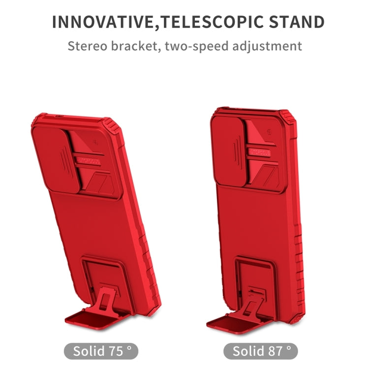 For Samsung Galaxy S25 5G Stereoscopic Holder Sliding Camshield Phone Case(Red) - Galaxy S25 5G Cases by buy2fix | Online Shopping UK | buy2fix