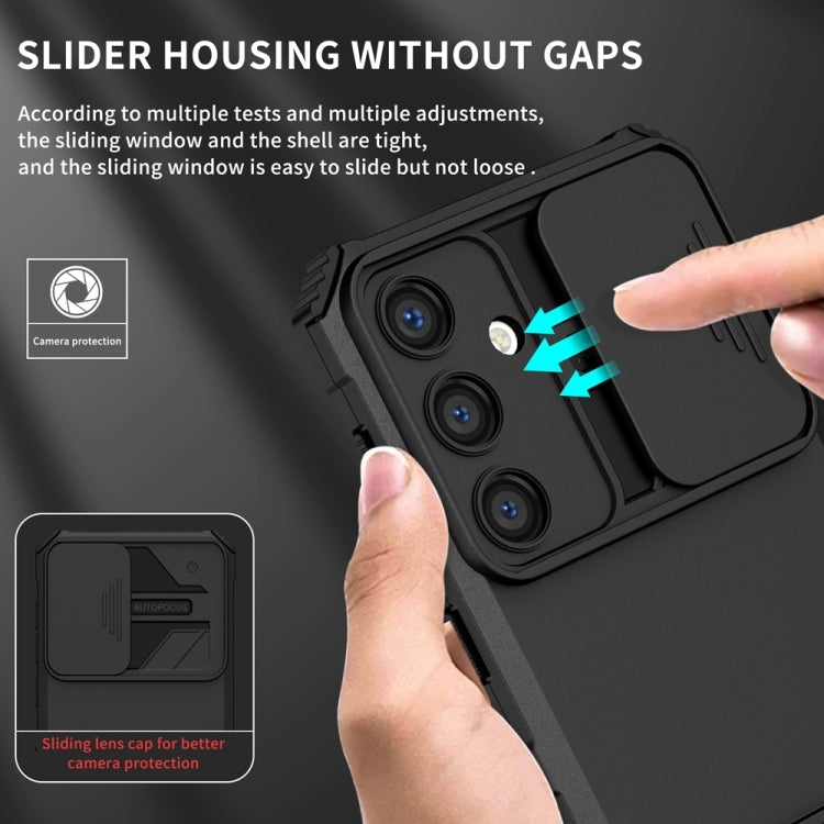 For Samsung Galaxy S25+ 5G Stereoscopic Holder Sliding Camshield Phone Case(Black) - Galaxy S25+ 5G Cases by buy2fix | Online Shopping UK | buy2fix