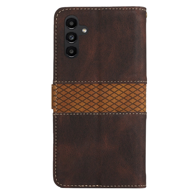 For Samsung Galaxy S25+ 5G Grid Stitching Leather Phone Case with Lanyard(Brown) - Galaxy S25+ 5G Cases by buy2fix | Online Shopping UK | buy2fix