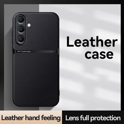 For Samsung Galaxy S25+ 5G Litchi Leather Magnetic Full Coverage Shockproof Phone Case(Navy Blue) - Galaxy S25+ 5G Cases by buy2fix | Online Shopping UK | buy2fix