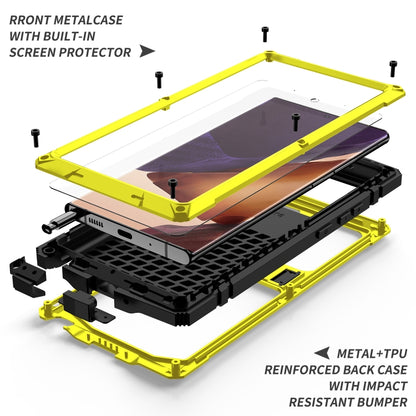 For Samsung Galaxy Note 20 R-JUST Shockproof Waterproof Dust-proof Metal + Silicone Protective Case with Holder(Yellow) - Galaxy Note20 Cases by R-JUST | Online Shopping UK | buy2fix