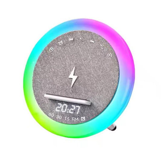 S302 Clock Alarm 15W Intelligent Wireless Charger LED Light Bluetooth Speaker(White) - Desktop Speaker by buy2fix | Online Shopping UK | buy2fix