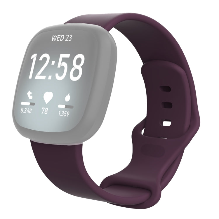 For Fitbit Versa 4 / Versa 3 / Sense 2 / Sense Silicone Watch Band, Size: L(Deep Purple) - Watch Bands by buy2fix | Online Shopping UK | buy2fix