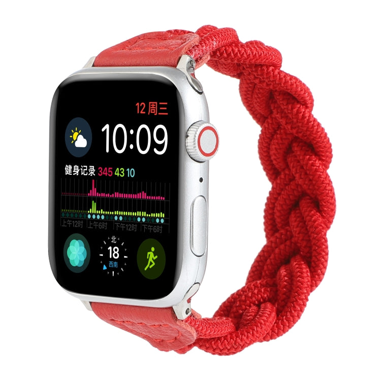 Elastic Woven Watch Band For Apple Watch Ultra 49mm&Watch Ultra 2 49mm / Series 9&8&7 45mm / SE 3&SE 2&6&SE&5&4 44mm / 3&2&1 42mm, Length:160mm(Red) - Watch Bands by buy2fix | Online Shopping UK | buy2fix