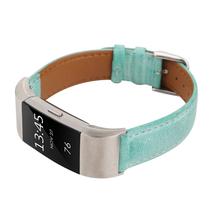 For Fitbit Charge 2 Fresh Style Leather Watch Band(Green) - Watch Bands by buy2fix | Online Shopping UK | buy2fix