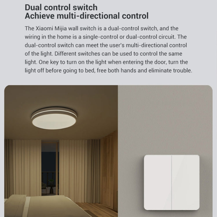 Original Xiaomi Mijia Double Control Wall Switch, Double Button(White) - Smart Switch by Xiaomi | Online Shopping UK | buy2fix