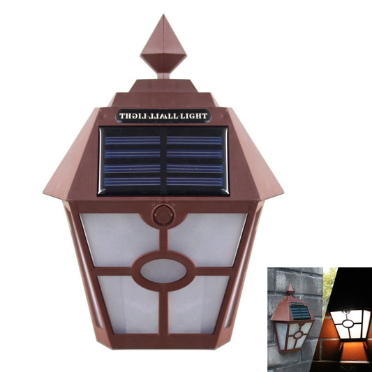 Solar Retro Hexagonal LED Wall Lamp Outdoor Light Sensor Control Landscape Light (Brown) - Solar Lights by buy2fix | Online Shopping UK | buy2fix