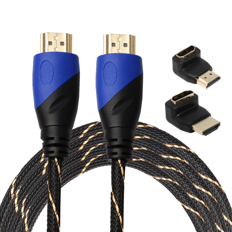 3m HDMI 1.4 Version 1080P Woven Net Line Blue Black Head HDMI Male to HDMI Male Audio Video Connector Adapter Cable with 2 Bending HDMI Adapter Set - Cable by buy2fix | Online Shopping UK | buy2fix