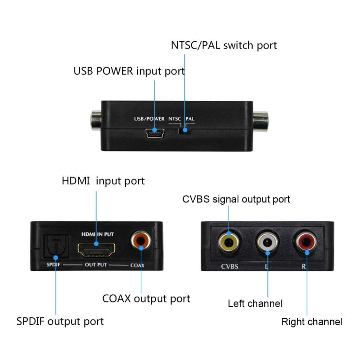 HDMI to AV Audio Converter Support SPDIF Coaxial Audio NTSC PAL Composite Video HDMI to 3RCA Adapter for TV /PC /PS3 / Blue-ray DVD - Splitter by buy2fix | Online Shopping UK | buy2fix