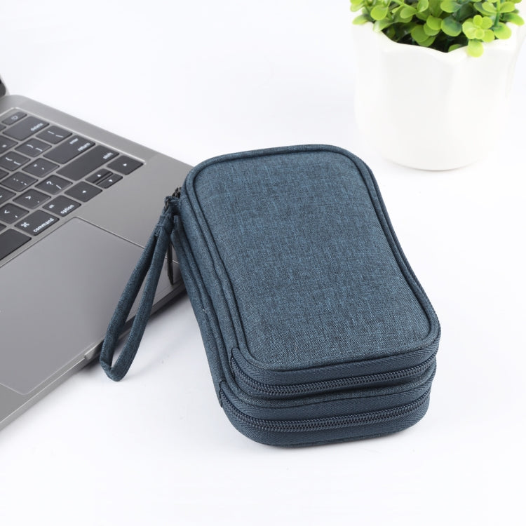 HAWEEL Electronic Organizer Double Layers Storage Bag for Cables, Charger, Power Bank, Phones, Earphones(Dark Blue) - Digital Storage Bag by HAWEEL | Online Shopping UK | buy2fix