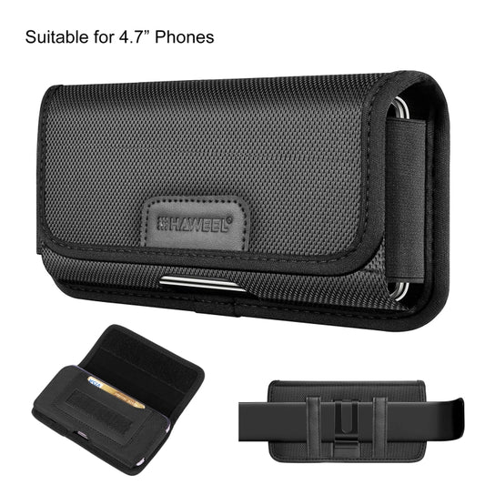 HAWEEL 4.7 inch Nylon Cloth Phone Belt Clip Horizontal Carrying Pouch with Card Slot (Black) -  by HAWEEL | Online Shopping UK | buy2fix