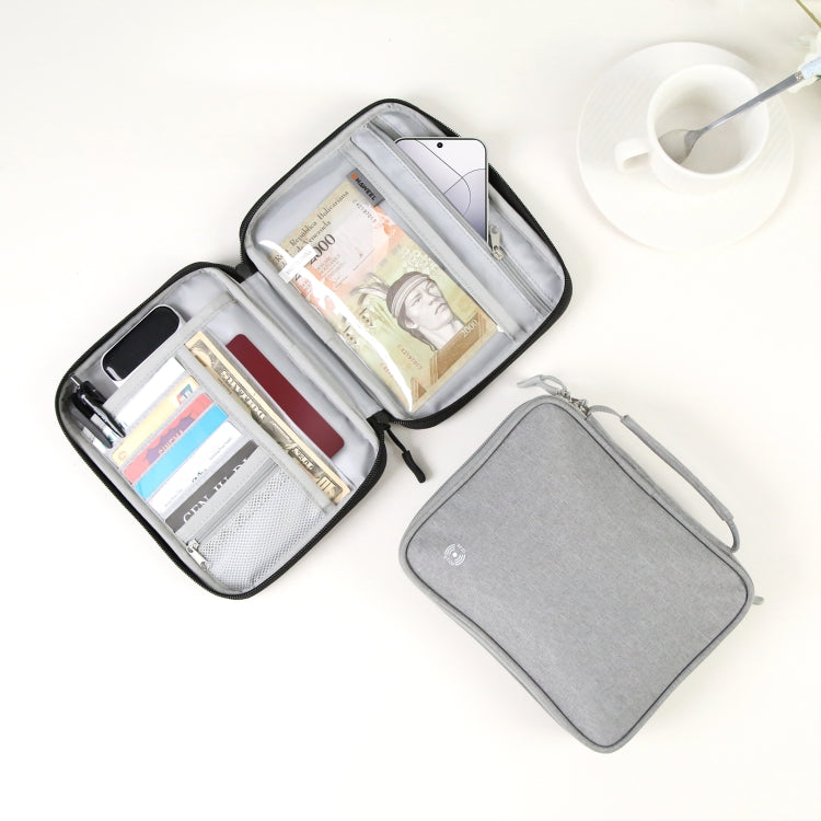 HAWEEL Passport Wallet Document Organizer Credit Cards Case Bag with Handle (Grey) - Card & Passport Bags by HAWEEL | Online Shopping UK | buy2fix