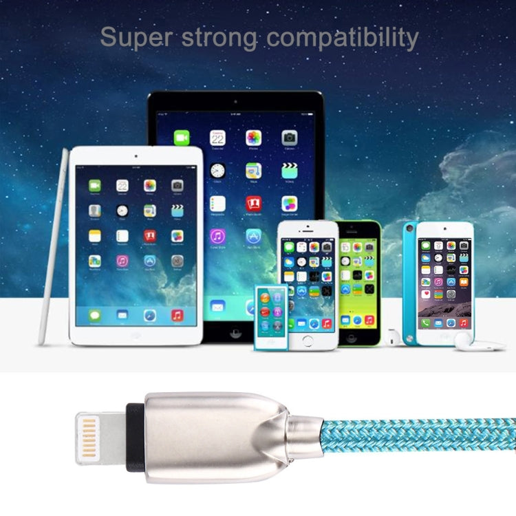 1m Woven 108 Copper Cores 8 Pin to USB Data Sync Charging Cable for iPhone, iPad(Blue) - Normal Style Cable by buy2fix | Online Shopping UK | buy2fix