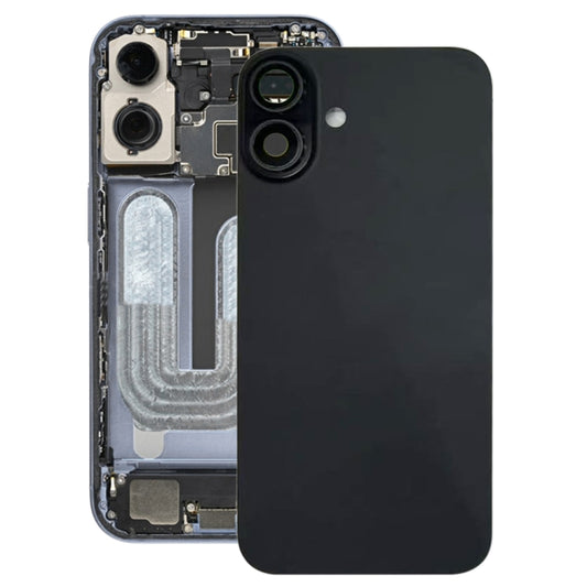 For iPhone 16 Plus Battery Back Cover with Camera Lens Cover(Black) -  by buy2fix | Online Shopping UK | buy2fix