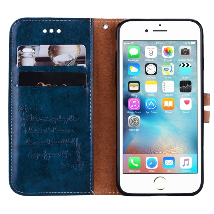 For iPhone 6 Plus & 6s Plus Business Style Oil Wax Texture Horizontal Flip Leather Case with Holder & Card Slots & Wallet (Blue) - More iPhone Cases by buy2fix | Online Shopping UK | buy2fix