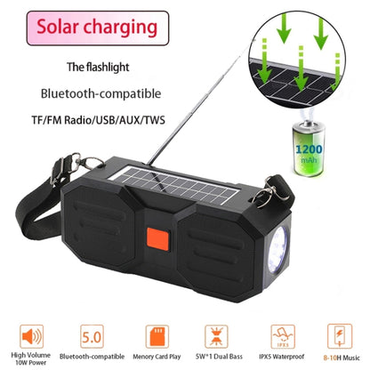 T&G TG634 Outdoor Solar Power Bluetooth Wireless Speaker with FM / Flashlight / TF Card Slot (Black Grey) - Desktop Speaker by T&G | Online Shopping UK | buy2fix