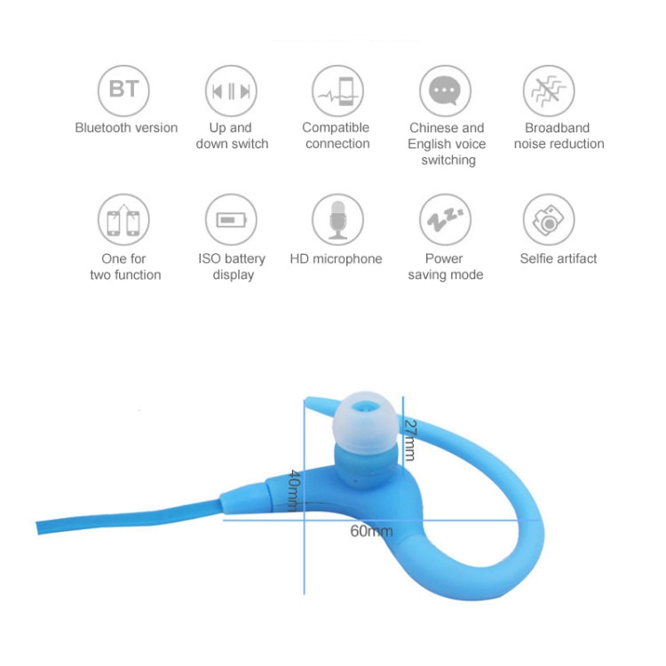 BT-1 Wireless Bluetooth In-ear Headphone Sports Headset with Microphones, for Smartphone, Built-in Bluetooth Wireless Transmission, Transmission Distance: within 10m(Blue) - Sport Earphone by buy2fix | Online Shopping UK | buy2fix