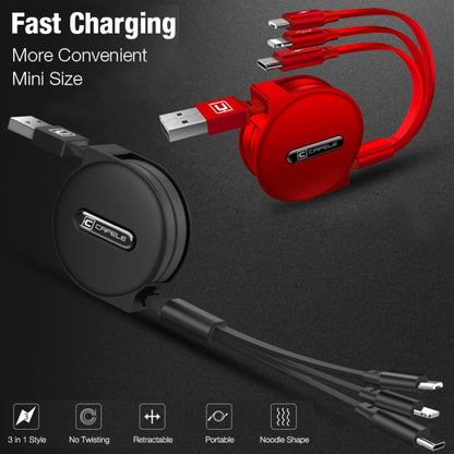 CAFELE 3 In 1 8 Pin + Micro USB + Type-C / USB-C Charging Data Cable, Length: 1.2m(Red) - Multifunction Cable by CAFELE | Online Shopping UK | buy2fix