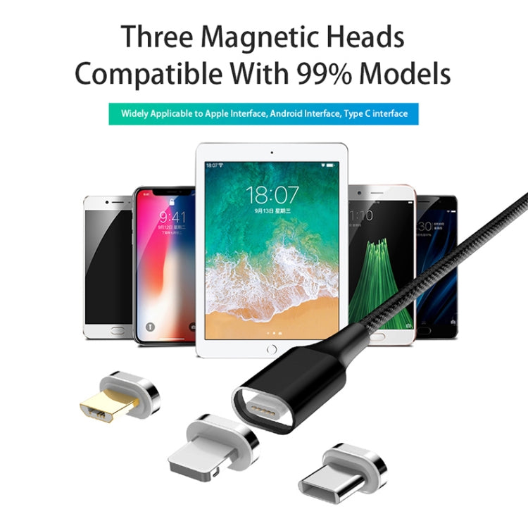 M11 3 in 1 3A USB to 8 Pin + Micro USB + USB-C / Type-C Nylon Braided Magnetic Data Cable, Cable Length: 1m (Black) - Charging Cable & Head by buy2fix | Online Shopping UK | buy2fix